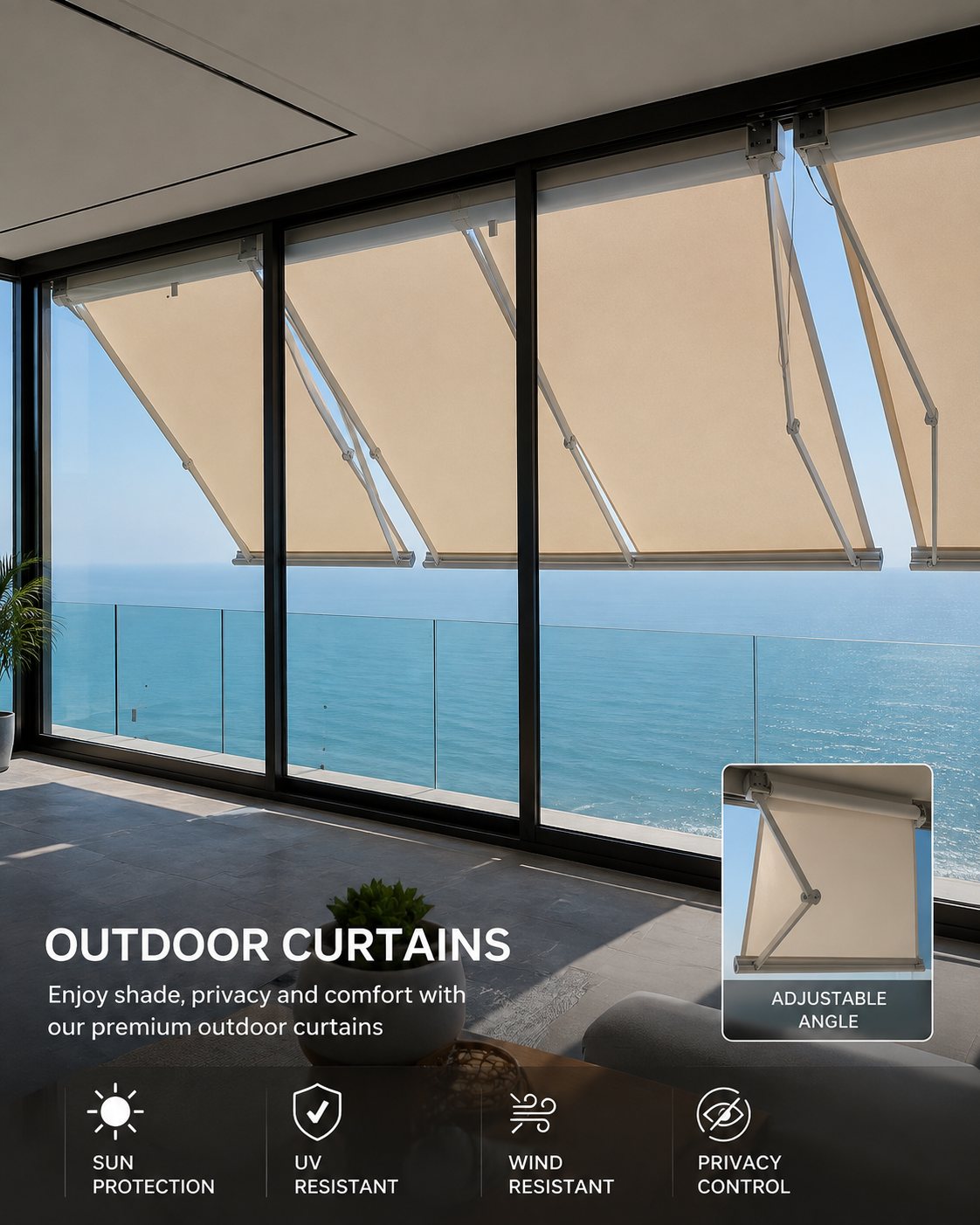 Outdoor curtains and blinds